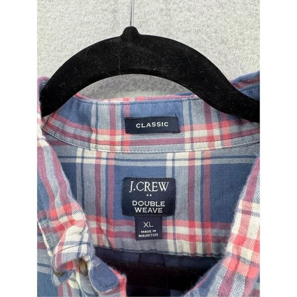 J. Crew Mens Blue Red Double Weave Classic Plaid Button Down Shirt Size XL - Picture 3 of 8